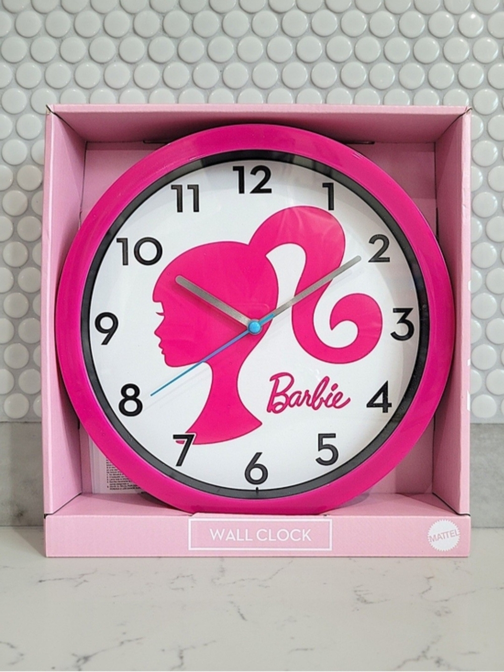 Barbie Pink Silhouette Wall Clock With A Dark Pink Frame
